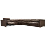Savion Leather Deux 6 Seat Sectional w/ Four Power Recliners, West Saddlewood-Furniture - Sofas-High Fashion Home