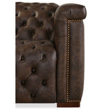 Savion Leather Deux 6 Seat Sectional w/ Four Power Recliners, West Saddlewood-Furniture - Sofas-High Fashion Home