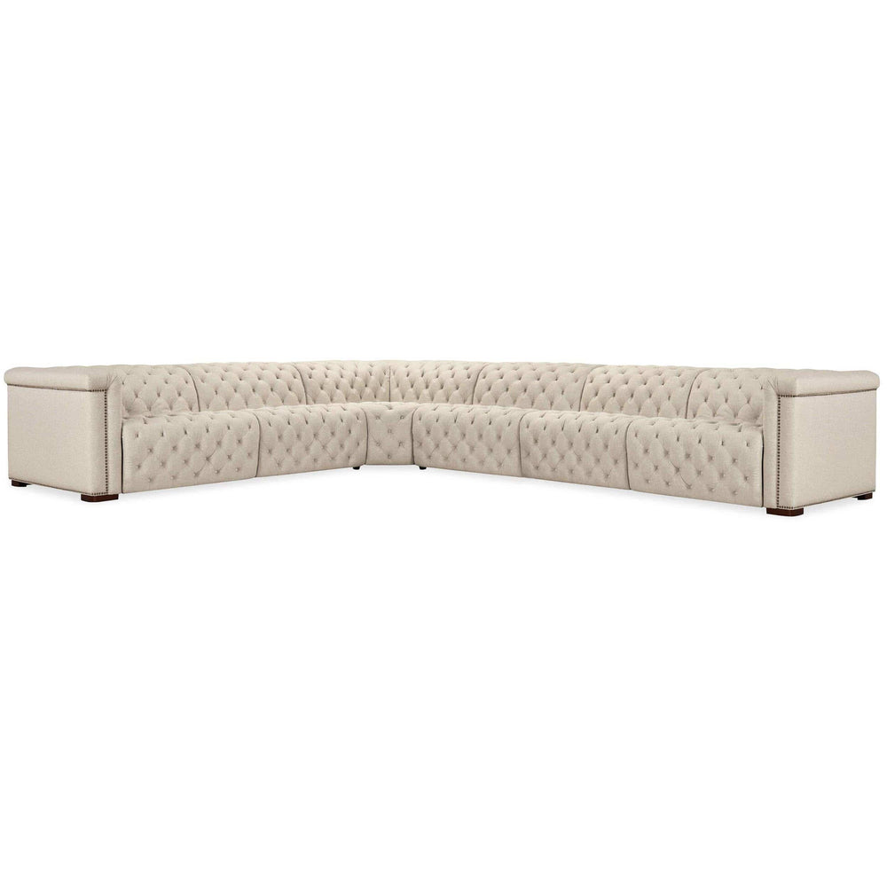 Savion Leather Deux 6 Seat Sectional w/ Four Power Recliners by Hooker