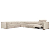 Savion Leather Deux 6 Seat Sectional w/ Four Power Recliners, Aries Beach-Furniture - Sofas-High Fashion Home