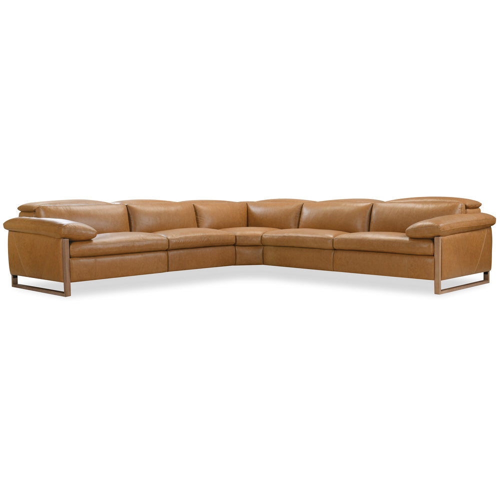 Jericho Leather 5-Piece Power Reclining Sectional, Brown