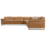 Jericho Leather 5-Piece Power Reclining Sectional, Brown