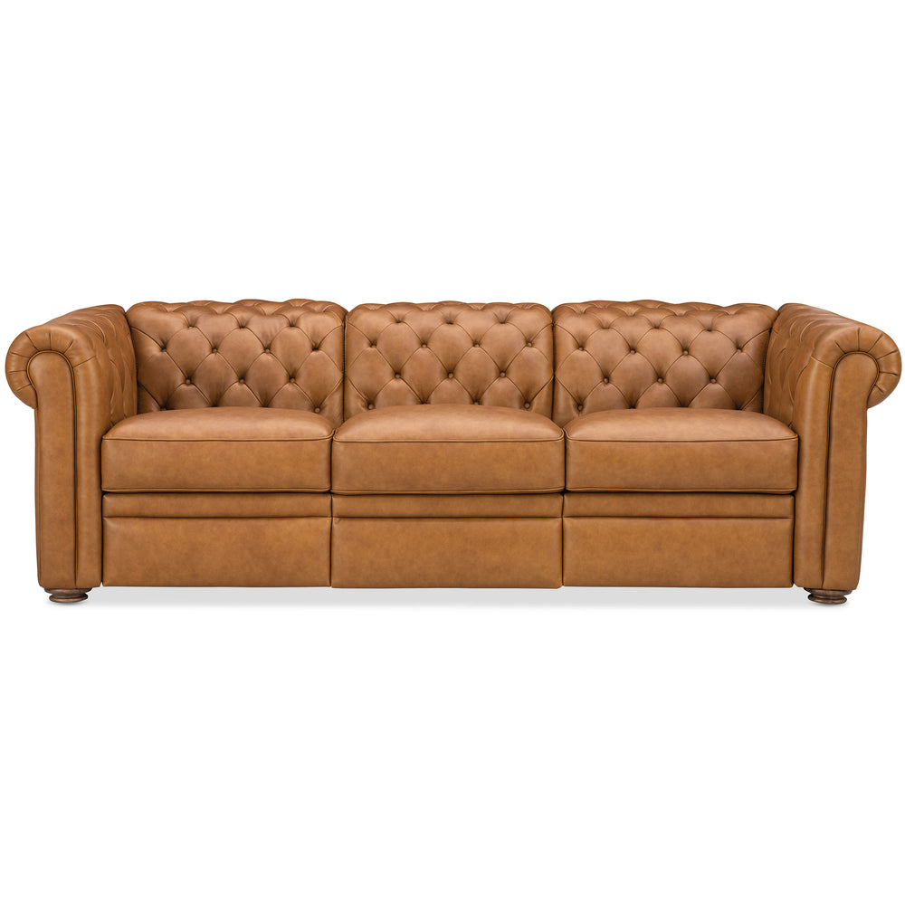 Glover Leather Power Reclining Sofa, Dorn Caramel