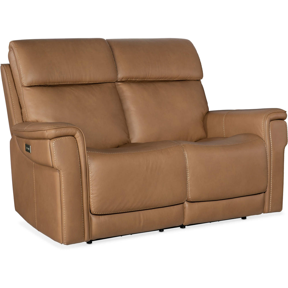Lyra Zero Gravity Power Leather Loveseat, Sahara Sandalwood-Furniture - Sofas-High Fashion Home