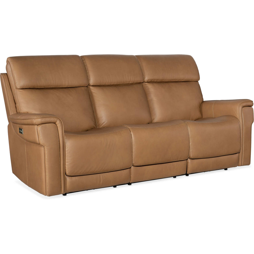 Lyra Zero Gravity Power Leather Sofa, Sahara Sandalwood-Sofas-High Fashion Home