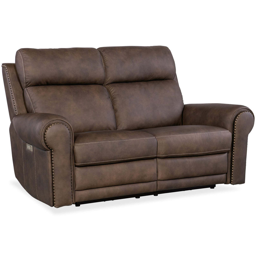 Duncan Leather Power Loveseat, Kalahari Bark-Furniture - Sofas-High Fashion Home