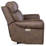Duncan Leather Power Sofa, Kalahari Bark-Furniture - Sofas-High Fashion Home
