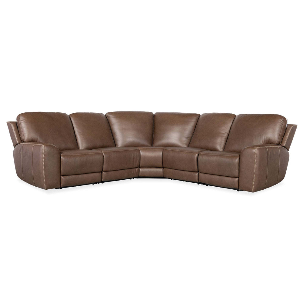 Torres 5 Piece Leather Sectional, Sorrento Mocha-Furniture - Sofas-High Fashion Home