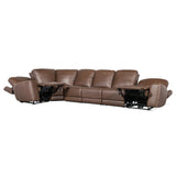 Torres 6 Piece Leather L-Sectional, Sorrento Mocha-Furniture - Sofas-High Fashion Home
