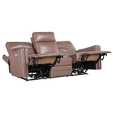 Twain Leather Power Sofa, Umber-Furniture - Sofas-High Fashion Home