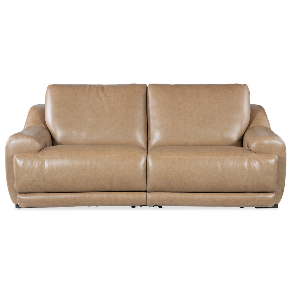 Wayward Leather Power Sofa, Latte-Furniture - Sofas-High Fashion Home
