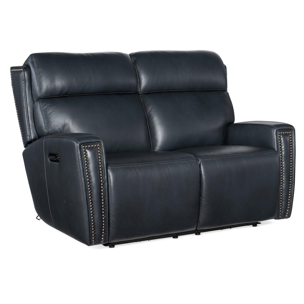 Ruthe Leather Zero Gravity Power Recline Loveseat, Salvo Denim-Furniture - Chairs-High Fashion Home