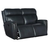 Ruthe Leather Zero Gravity Power Recline Loveseat, Salvo Denim-Furniture - Chairs-High Fashion Home