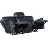 Ruthe ZeroG Power Leather Sofa w/Hidden Console, Salvo Denim-Sofas-High Fashion Home