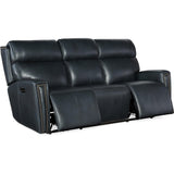Ruthe ZeroG Power Leather Sofa w/Hidden Console, Salvo Denim-Sofas-High Fashion Home