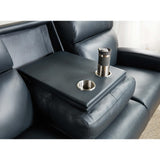 Ruthe ZeroG Power Leather Sofa w/Hidden Console, Salvo Denim-Sofas-High Fashion Home