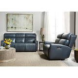 Ruthe ZeroG Power Leather Sofa w/Hidden Console, Salvo Denim-Sofas-High Fashion Home