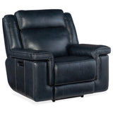 Montel Leather Lay Flat Power Recliner, Cosmos Cobalt