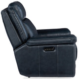 Montel Leather Lay Flat Power Recliner, Cosmos Cobalt