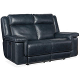 Montel Leather Lay Flat Power Loveseat, Cosmos Cobalt-Furniture - Sofas-High Fashion Home