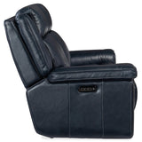 Montel Leather Lay Flat Power Loveseat, Cosmos Cobalt-Furniture - Sofas-High Fashion Home