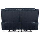 Montel Leather Lay Flat Power Loveseat, Cosmos Cobalt-Furniture - Sofas-High Fashion Home