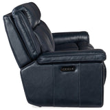 Montel Leather Lay Flat Power Sofa, Cosmos Cobalt-Furniture - Sofas-High Fashion Home