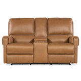 Somers Leather Power Console Loveseat, Denver Coffee-Furniture - Chairs-High Fashion Home