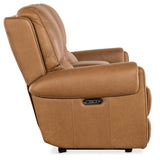 Somers Leather Power Console Loveseat, Denver Coffee-Furniture - Chairs-High Fashion Home