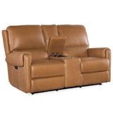 Somers Leather Power Console Loveseat, Denver Coffee-Furniture - Chairs-High Fashion Home