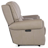 Somers Leather Power Console Loveseat, Somers Dark Taupe-Furniture - Chairs-High Fashion Home