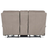 Somers Leather Power Console Loveseat, Somers Dark Taupe-Furniture - Chairs-High Fashion Home