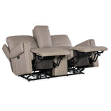 Somers Leather Power Console Loveseat, Somers Dark Taupe-Furniture - Chairs-High Fashion Home