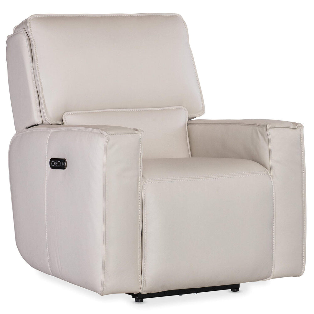 Miles Leather Zero Gravity Power Recliner, Oslo Pebble