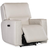 Miles Leather Zero Gravity Power Recliner, Oslo Pebble
