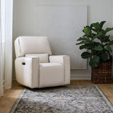 Miles Leather Zero Gravity Power Recliner, Oslo Pebble