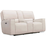 Miles Leather Zero Gravity Power Console Loveseat by Hooker