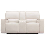 Miles Leather Zero Gravity Power Console Loveseat, Oslo Pebble-Furniture - Sofas-High Fashion Home