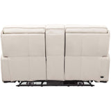 Miles Leather Zero Gravity Power Console Loveseat, Oslo Pebble-Furniture - Sofas-High Fashion Home