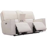 Miles Leather Zero Gravity Power Console Loveseat, Oslo Pebble-Furniture - Sofas-High Fashion Home