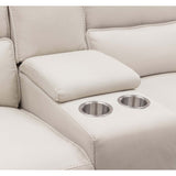 Miles Leather Zero Gravity Power Console Loveseat, Oslo Pebble-Furniture - Sofas-High Fashion Home