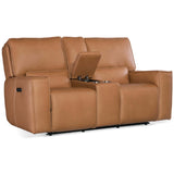 Miles Leather Zero Gravity Power Console Loveseat, Oslo Antelope-Furniture - Sofas-High Fashion Home