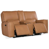 Miles Leather Zero Gravity Power Console Loveseat, Oslo Antelope-Furniture - Sofas-High Fashion Home
