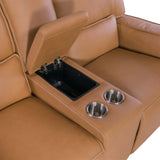 Miles Leather Zero Gravity Power Console Loveseat, Oslo Antelope-Furniture - Sofas-High Fashion Home
