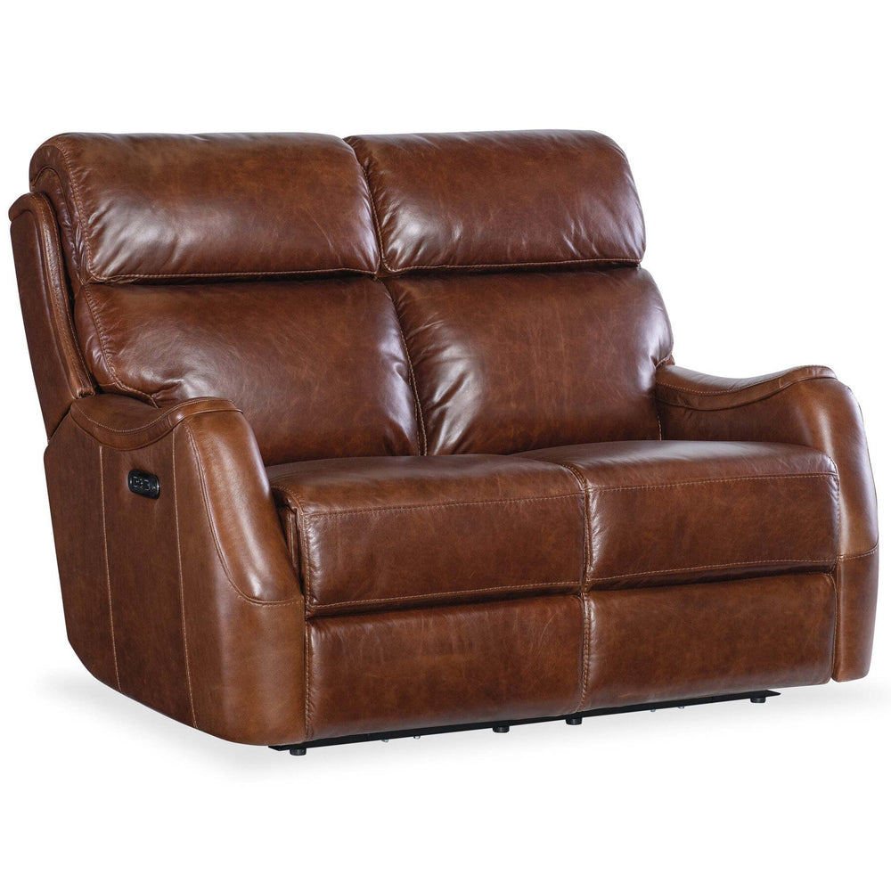 Harlan Leather Zero Gravity Power Loveseat, Carrington Walnut-Furniture - Sofas-High Fashion Home