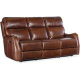 Harlan Zero Gravity Power Leather Sofa, Carrington Walnut-Furniture - Sofas-High Fashion Home