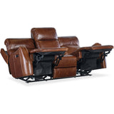 Harlan Zero Gravity Power Leather Sofa, Carrington Walnut-Furniture - Sofas-High Fashion Home
