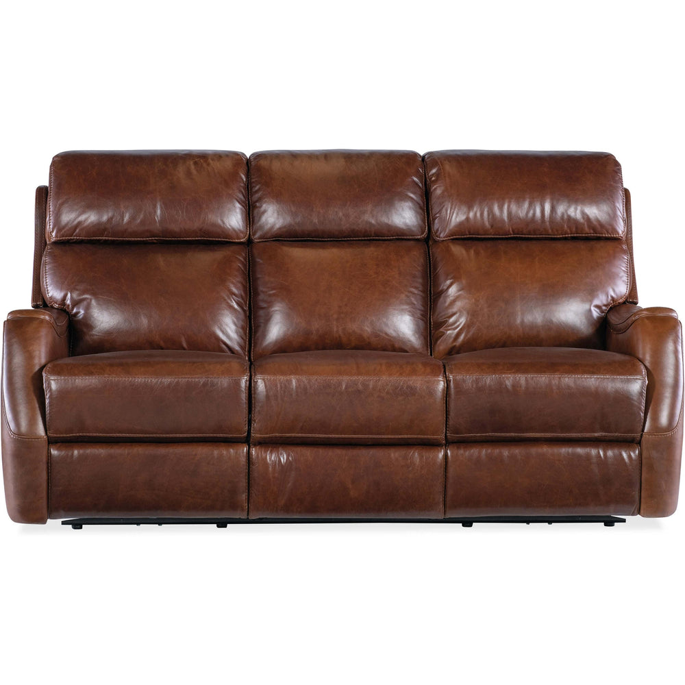 Harlan Zero Gravity Power Leather Sofa, Carrington Walnut-Furniture - Sofas-High Fashion Home
