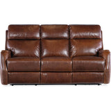 Harlan Zero Gravity Power Leather Sofa, Carrington Walnut-Furniture - Sofas-High Fashion Home