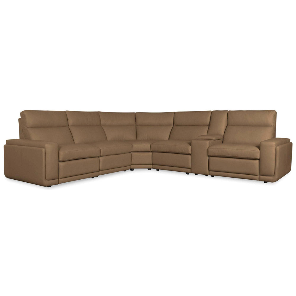 Simone 6 Piece Leather Sectional, Safari Bistro-Furniture - Sofas-High Fashion Home